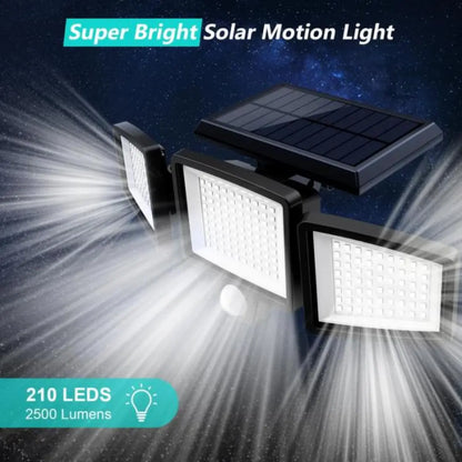KORVATEK Solar Buitenlamp – 3-kops Beveiligingslamp met Bewegingssensor, Afstandsbediening & IP65