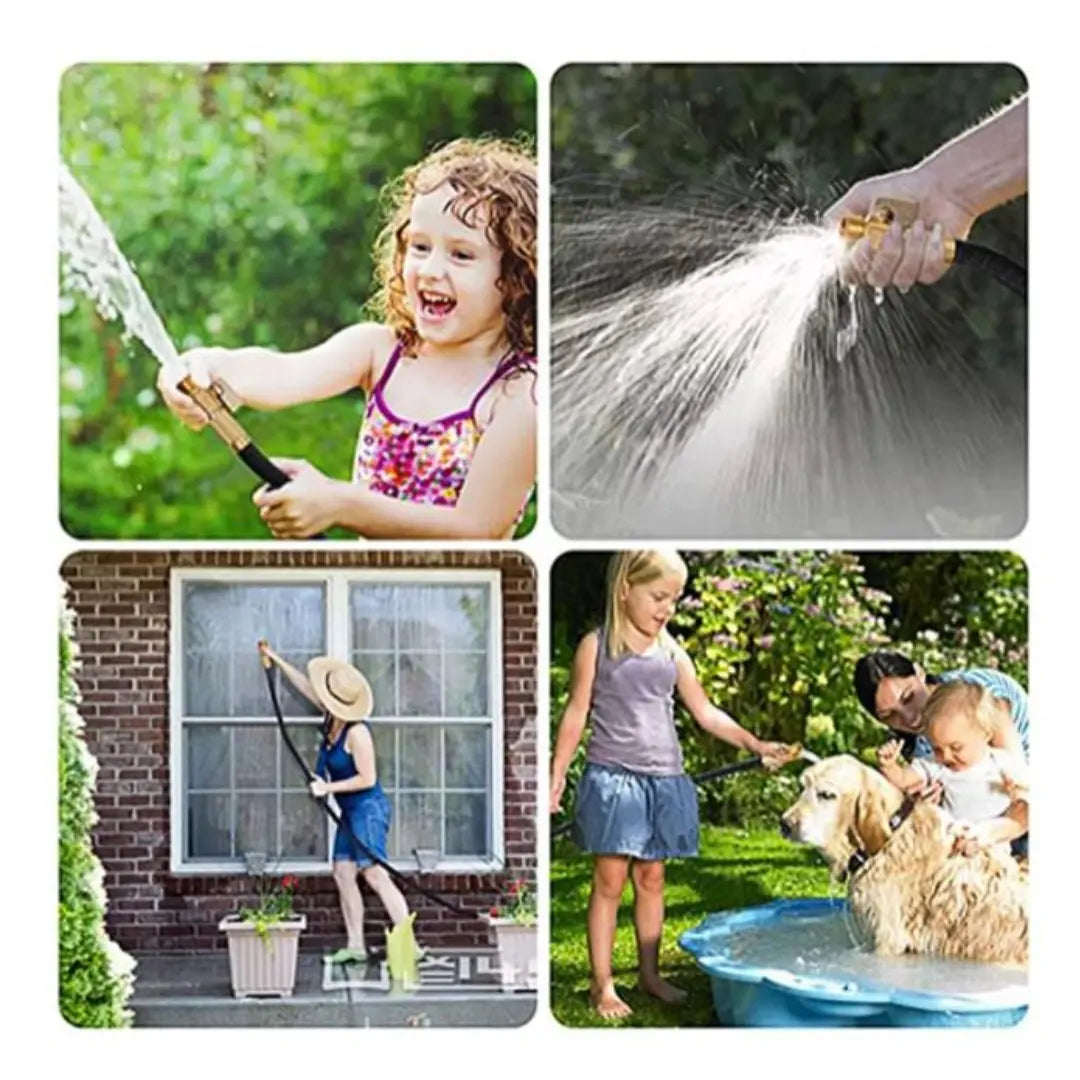 KORVATEK 50ft Expandable Garden Hose, Heavy Duty 4-Layer Latex Core, Brass Connectors, 8-Pattern Nozzle Included, Flexible Lightweight Water Hose