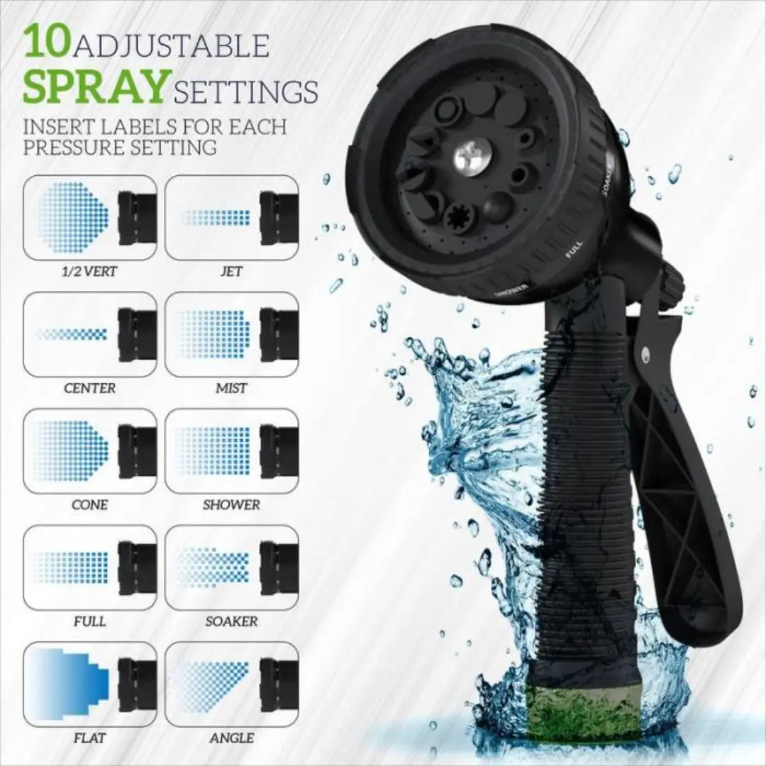 KORVATEK 50ft Expandable Garden Hose, Heavy Duty 4-Layer Latex Core, Brass Connectors, 8-Pattern Nozzle Included, Flexible Lightweight Water Hose