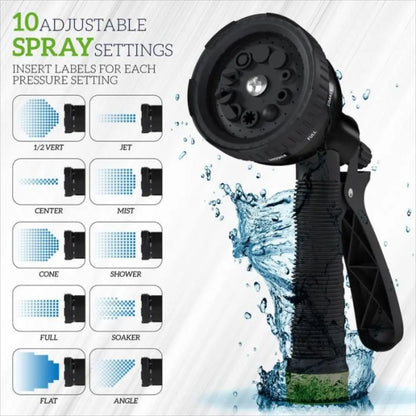 KORVATEK 50ft Expandable Garden Hose, Heavy Duty 4-Layer Latex Core, Brass Connectors, 8-Pattern Nozzle Included, Flexible Lightweight Water Hose