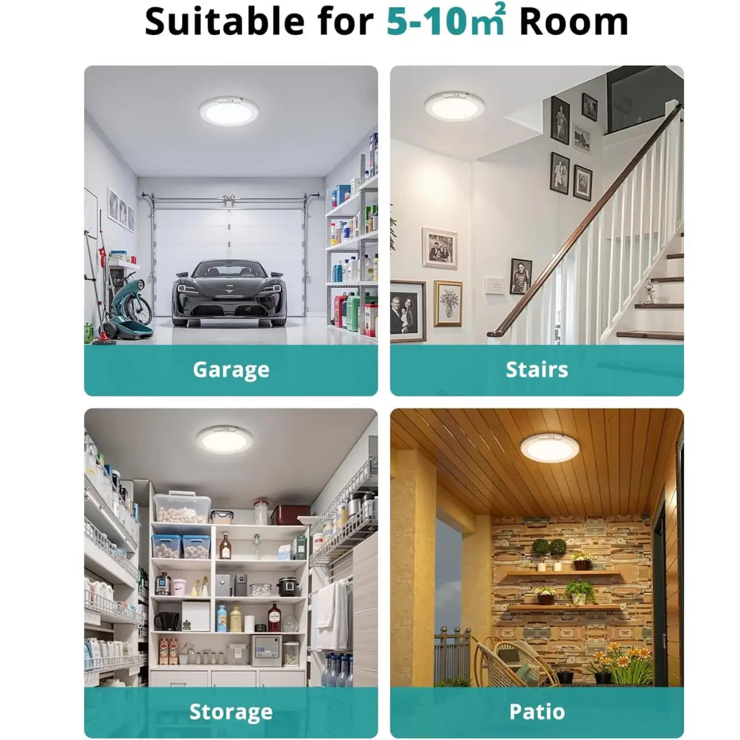 Korvatek Battery Operated Ceiling Lights Rechargeable Motion Sensor Light Indoor Wireless Shower Light with Remote - Dimmable Timing Motion Activated Lamp for Closet Shower