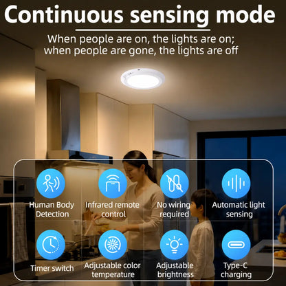 Korvatek Battery Operated Ceiling Lights Rechargeable Motion Sensor Light Indoor Wireless Shower Light with Remote - Dimmable Timing Motion Activated Lamp for Closet Shower