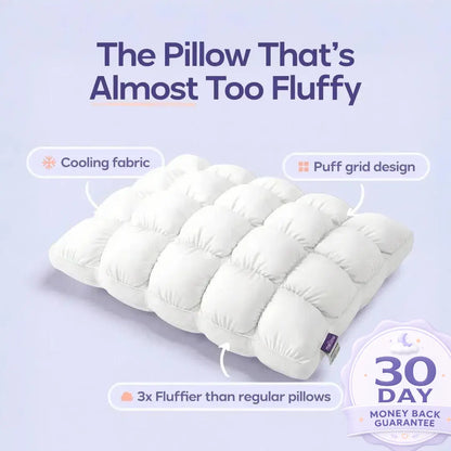 Korvatek CloudPuff Pillow – Soft Quilted Puff Grid Design Pillow, Fluffy Plush Bed Pillow with Cloud Like Comfort, Breathable Support Pillow for Side, Back & Stomach Sleepers, Cozy Bed Pillow for Better Sleep