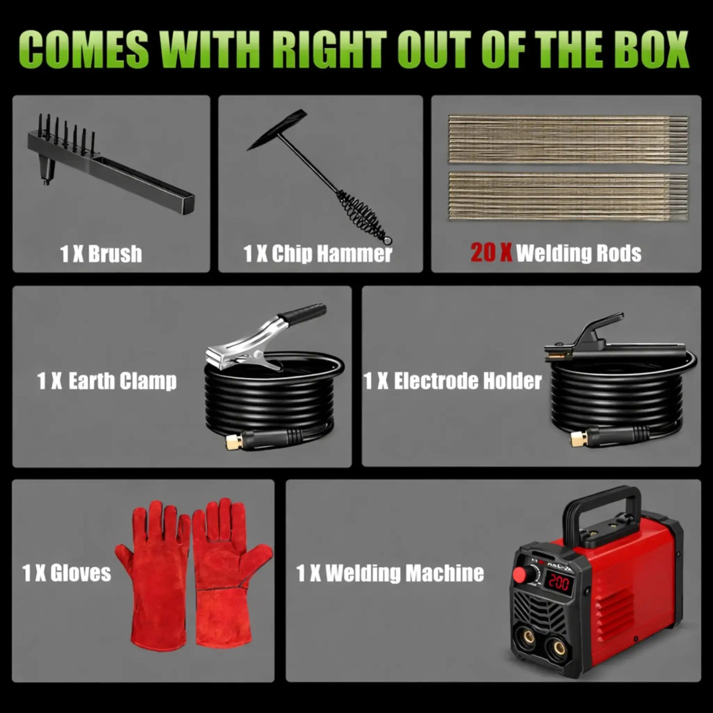 Korvatek QuickWeld Complete Welding System - Portable Stick Welder Machine 110V with Hot Start Arc Force Anti-Stick, Includes 20 Rods & 2 Chip Hammers