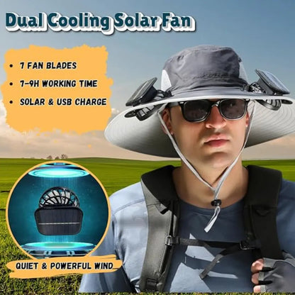 KORVATEK Power Fan Hoed 2026 Nieuwe Zonneventilator Outdoor Vissershoed - Zonnebescherming Zonnehoed met Ventilator Zonneventilatorhoed Dubbele Voeding Ventilator Outdoor Ventilator
