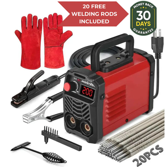 Korvatek QuickWeld Complete Welding System - Portable Stick Welder Machine 110V with Hot Start Arc Force Anti-Stick, Includes 20 Rods & 2 Chip Hammers