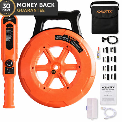 KORVATEK Pipe Lock Detector Pipe Locators 98ft Waterproof IP67 Adjustable Sensitivity Sewer Wall Scanner Plumbing Tool for Metal Plastic PVC Pipe