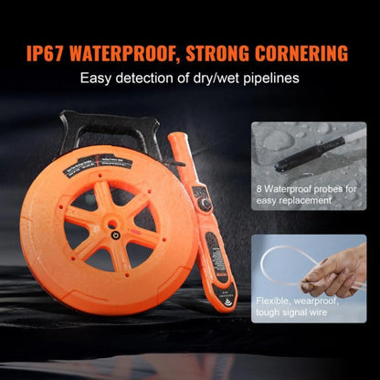 KORVATEK Pipe Lock Detector Pipe Locators 98ft Waterproof IP67 Adjustable Sensitivity Sewer Wall Scanner Plumbing Tool for Metal Plastic PVC Pipe