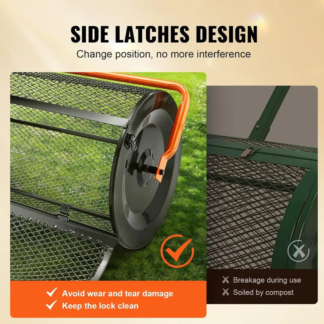 Korvatek RS5 Compost Spreader, 24 In Wide Peat Moss Spreader With T Shaped Handle, 3 Heights Adjustable, Powder-Coated Steel Garden Peat Moss Roller, Heavy Duty Grass Seed Spreaders For Planting Seeding