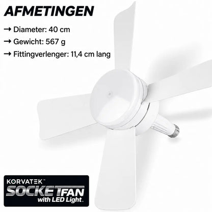 KORVATEK Socket Breeze Moderne Plafondventilator met LED-verlichting, 10" LED E26 Schroefvoet Mini Fitting Ventilator voor Slaapkamer, Woonkamer, Keuken, Balkon