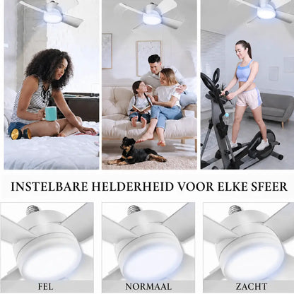 KORVATEK Socket Breeze Moderne Plafondventilator met LED-verlichting, 10" LED E26 Schroefvoet Mini Fitting Ventilator voor Slaapkamer, Woonkamer, Keuken, Balkon