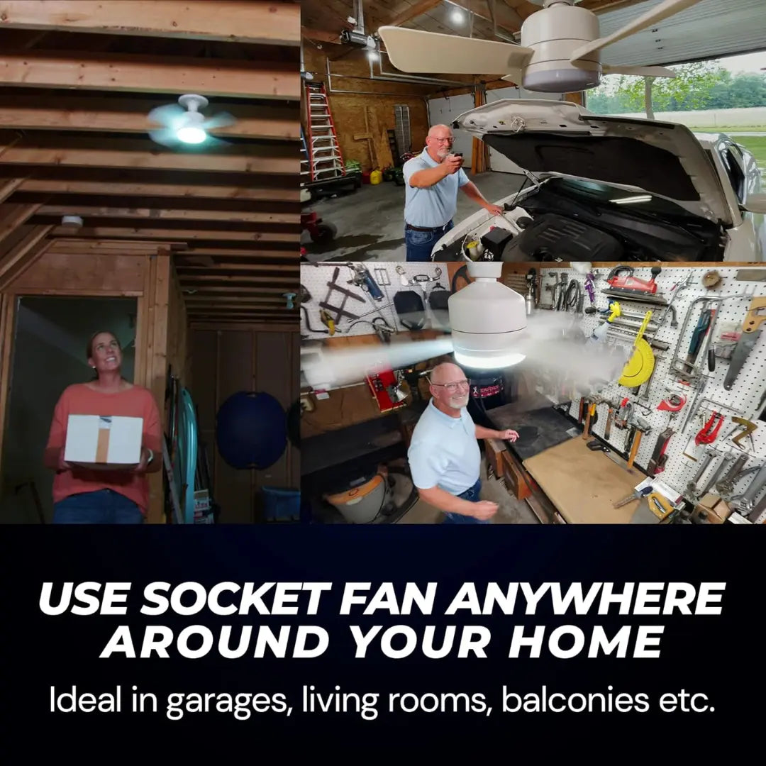 KORVATEK Socket Breeze Modern Ceiling Fans with LED Lights, 10" LED E26 Screw Base Mini Light Socket Fan for Bedroom, Living Room, Kitchen, Balcony