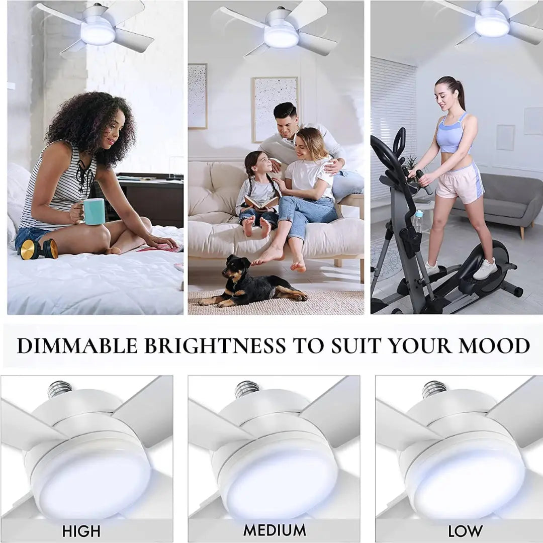KORVATEK Socket Breeze Modern Ceiling Fans with LED Lights, 10" LED E26 Screw Base Mini Light Socket Fan for Bedroom, Living Room, Kitchen, Balcony