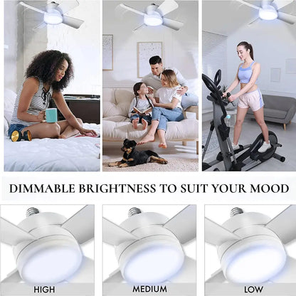 KORVATEK Socket Breeze Modern Ceiling Fans with LED Lights, 10" LED E26 Screw Base Mini Light Socket Fan for Bedroom, Living Room, Kitchen, Balcony