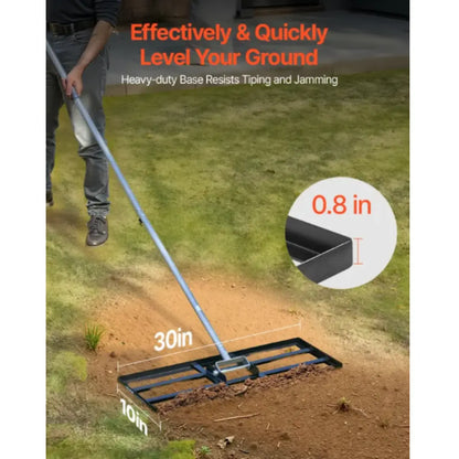 Korvatek B6 Lawn Leveling Rake - Levelawn Tool - Labor-Saving Leveling Rake for Lawns - Stainless Steel Handle - Suitable for Garden, Lawn, and Golf Course - For Easy Leveling of Soil, Sand, and Earth
