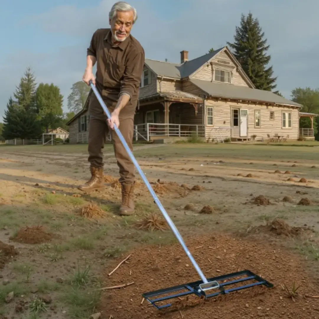 Korvatek B6 Lawn Leveling Rake - Levelawn Tool - Labor-Saving Leveling Rake for Lawns - Stainless Steel Handle - Suitable for Garden, Lawn, and Golf Course - For Easy Leveling of Soil, Sand, and Earth