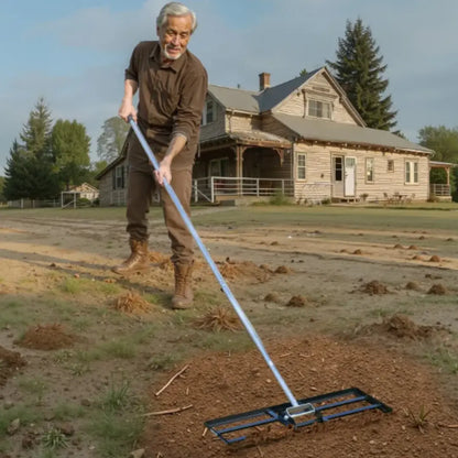 Korvatek B6 Lawn Leveling Rake - Levelawn Tool - Labor-Saving Leveling Rake for Lawns - Stainless Steel Handle - Suitable for Garden, Lawn, and Golf Course - For Easy Leveling of Soil, Sand, and Earth