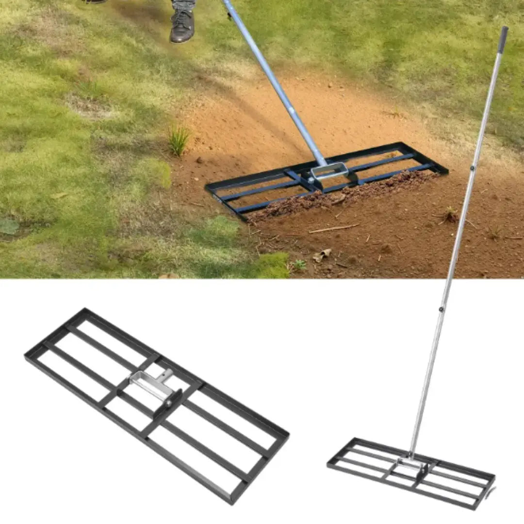 Korvatek B6 Lawn Leveling Rake - Levelawn Tool - Labor-Saving Leveling Rake for Lawns - Stainless Steel Handle - Suitable for Garden, Lawn, and Golf Course - For Easy Leveling of Soil, Sand, and Earth