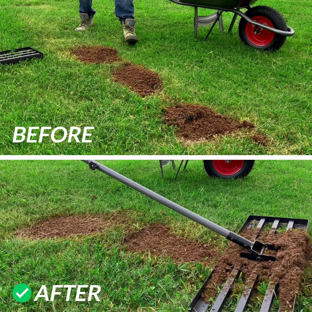 Korvatek B6 Lawn Leveling Rake - Levelawn Tool - Labor-Saving Leveling Rake for Lawns - Stainless Steel Handle - Suitable for Garden, Lawn, and Golf Course - For Easy Leveling of Soil, Sand, and Earth