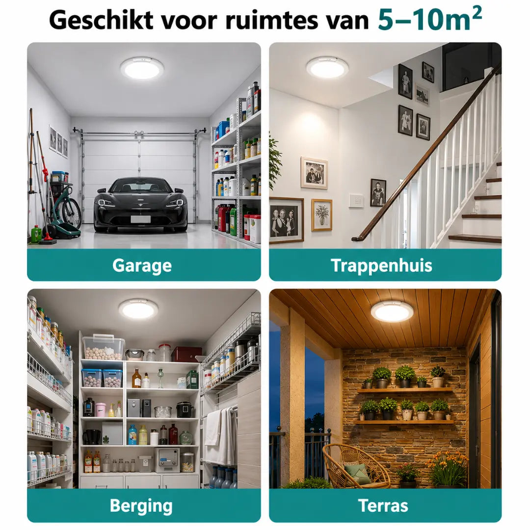 Korvatek Batterijgevoede Plafondlamp Oplaadbaar met Bewegingssensor Binnen Draadloze Douchelamp met Afstandsbediening - Dimbaar Timing Bewegingsgeactiveerde Lamp voor Kast en Douche