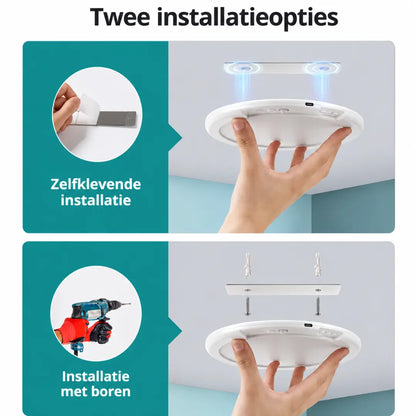 Korvatek Batterijgevoede Plafondlamp Oplaadbaar met Bewegingssensor Binnen Draadloze Douchelamp met Afstandsbediening - Dimbaar Timing Bewegingsgeactiveerde Lamp voor Kast en Douche