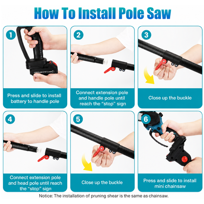 Korvatek R4 2 in 1 Mini Chainsaw, 8" Brushless Electric Pruner, 8.5-15FT Telescopic Pruning Pole, Working Height up to 15ft, 60° Angled Head, Shoulder Strap