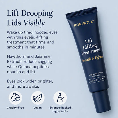 Korvatek Lifting Treatment – Firming Eye Cream for Hooded, Sagging & Crepey Lids – Instantly Smooths Fine Lines & Lifts Appearance – Fragrance-Free Formula