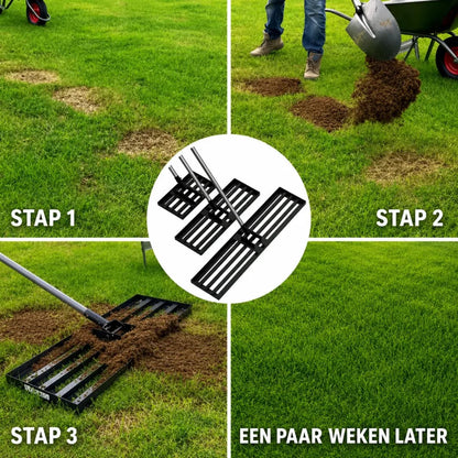 Korvatek B6 Gazon Nivelleerhark - Levelawn Tool - Arbeidsbesparende Nivelleerrake voor Gazon - Roestvrijstalen Steel - Geschikt voor Tuin, Gazon en Golfbaan - Voor Eenvoudig Egaliseren van Grond, Zand en Aarde