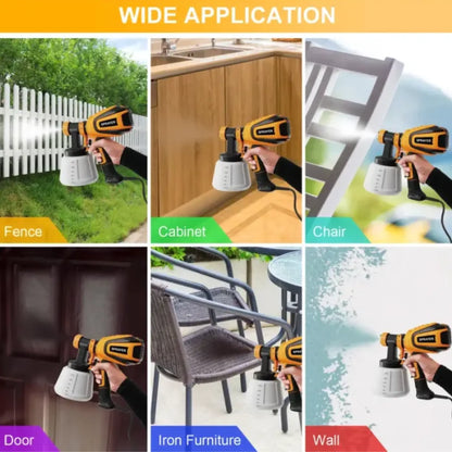 KORVATEK R6 Paint Sprayer, 1000W HVLP Spray Gun with Cleaning & Blowing Joints, 4 Nozzles and 3 Patterns, Easy to Clean, for Furniture, Cabinets, Fence, Walls, Door, Garden Chairs etc. VF803 Yellow