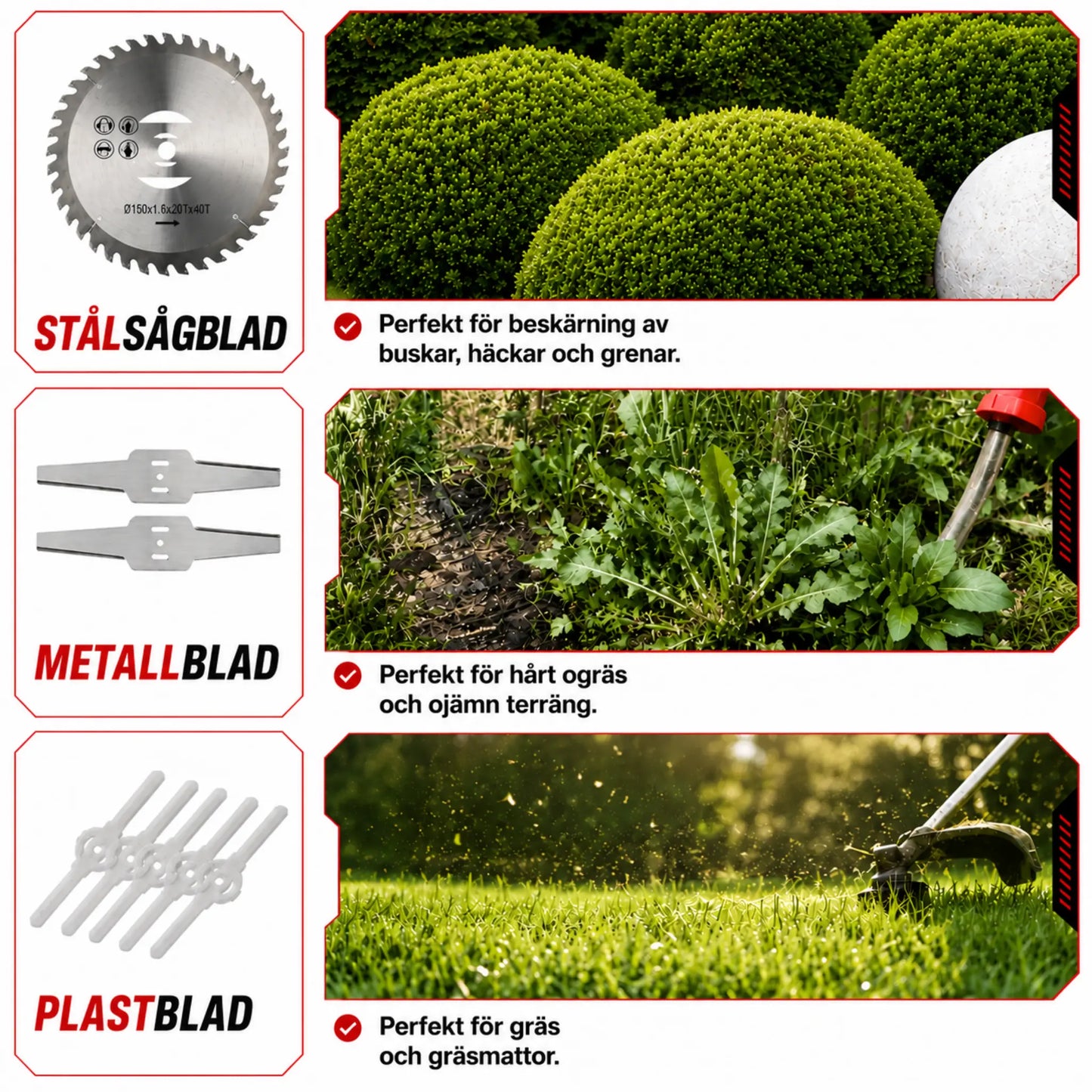 Korvatek Elektrische S4 Bosmaaier 21V met batterij en 4 verschillende bladen – krachtige, snoerloze grastrimmer voor tuin en gazon.