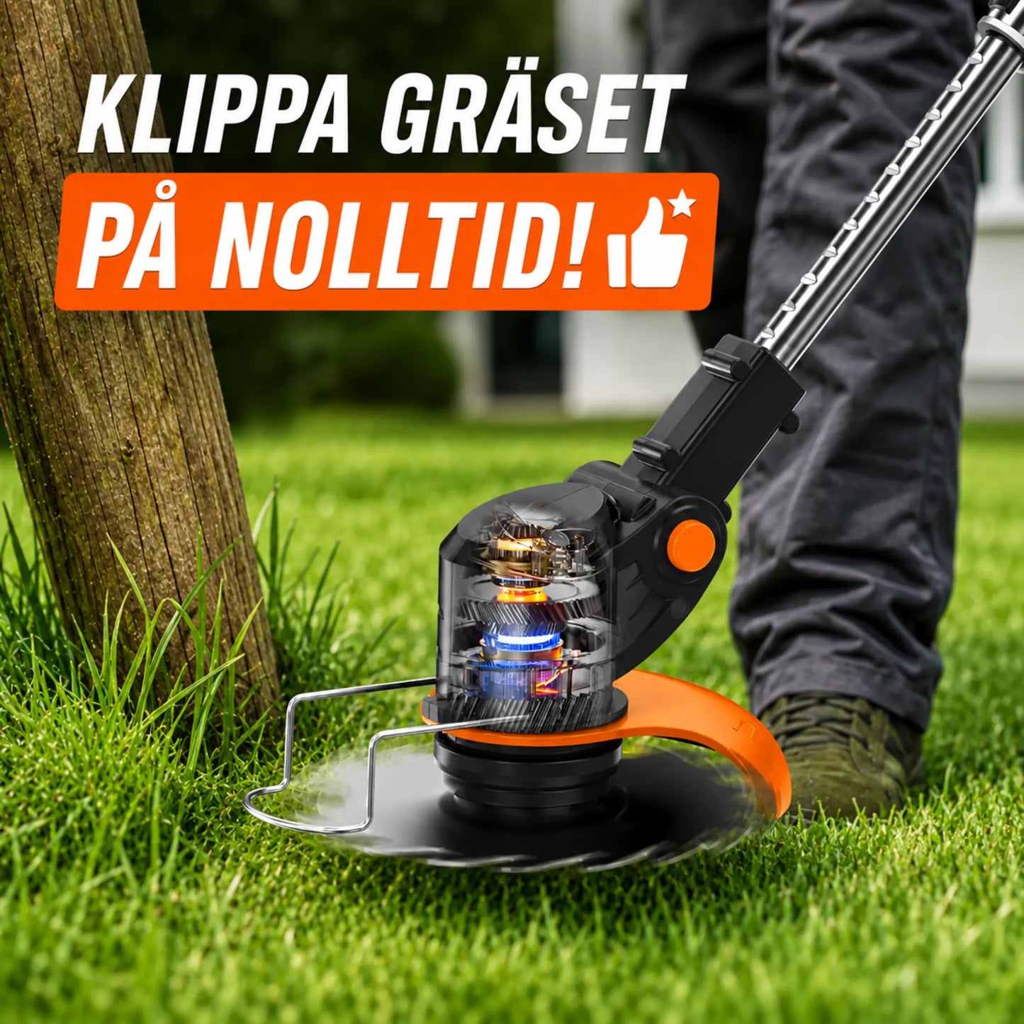 Korvatek Elektrische S4 Bosmaaier 21V met batterij en 4 verschillende bladen – krachtige, snoerloze grastrimmer voor tuin en gazon.